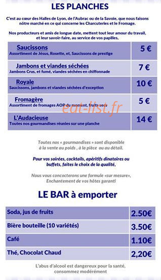 La Cabane Gourmande — carte page 1