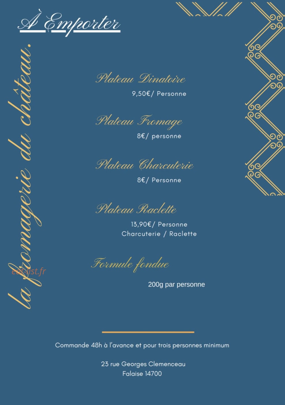 La Fromagerie du Château — carte page 1