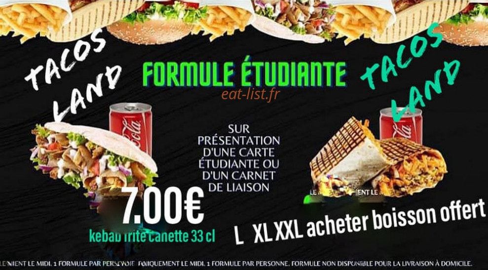 Tacos Land — carte page 1