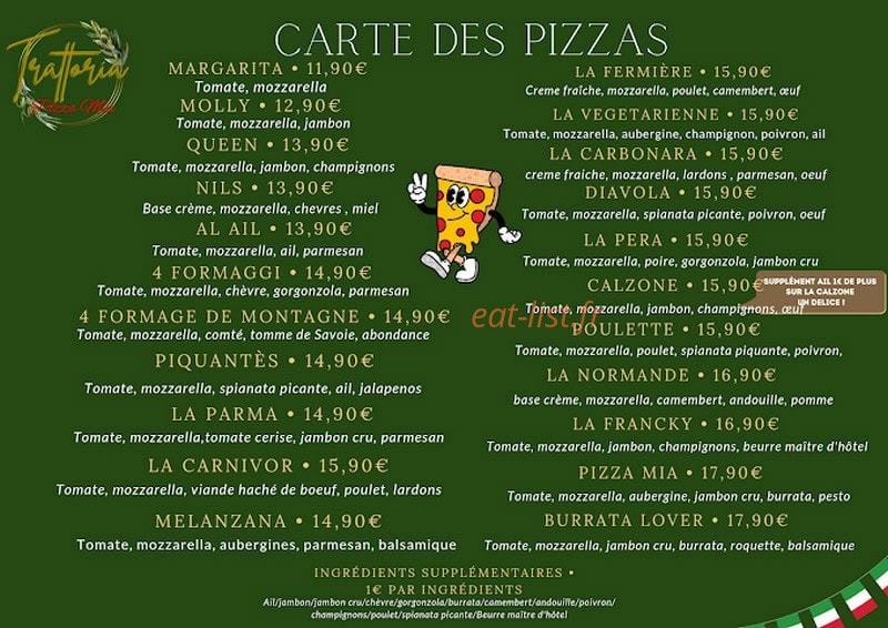 Trattoria pizza mia — carte page 1