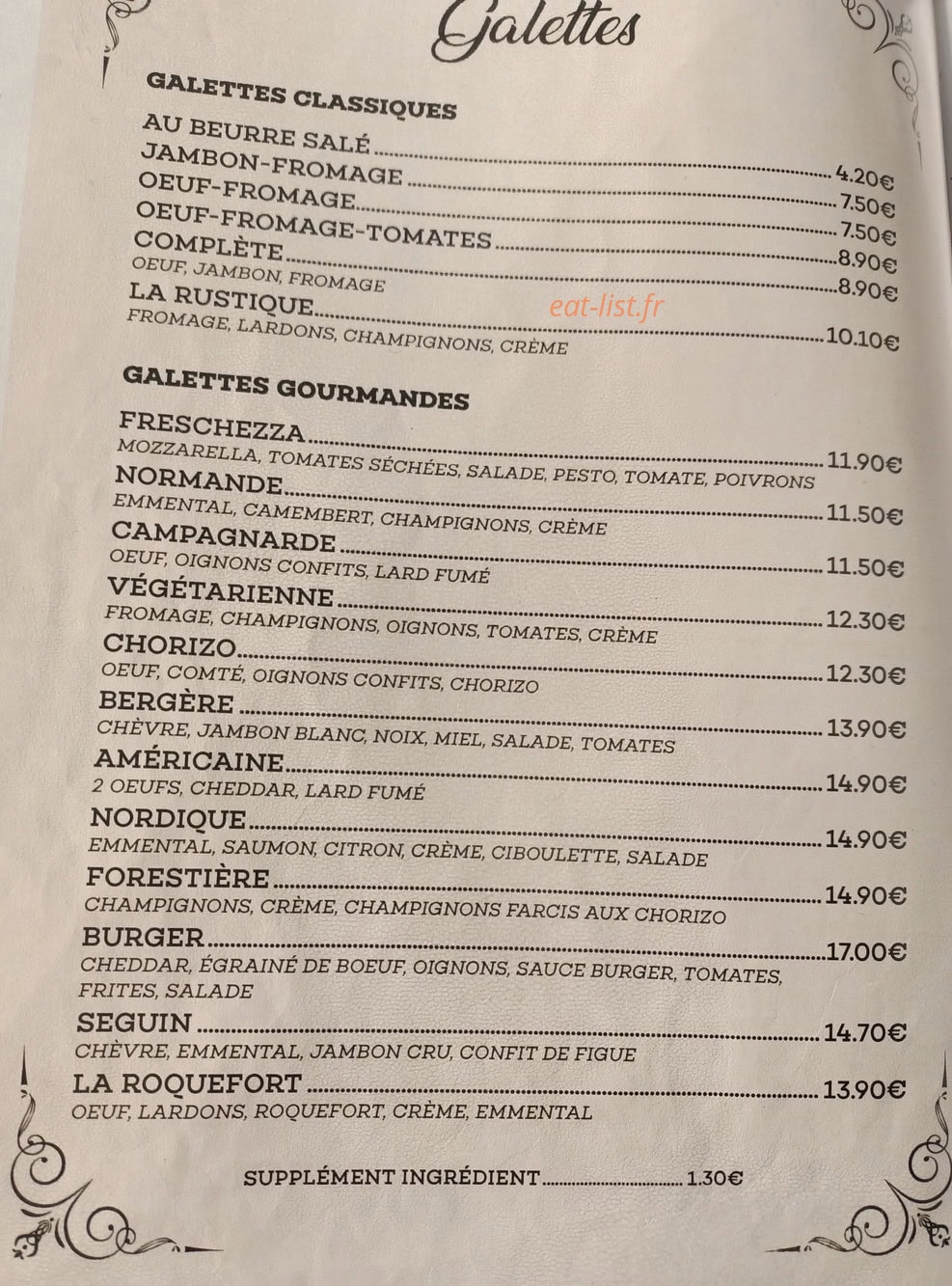 La creperie de formigny — carte page 1