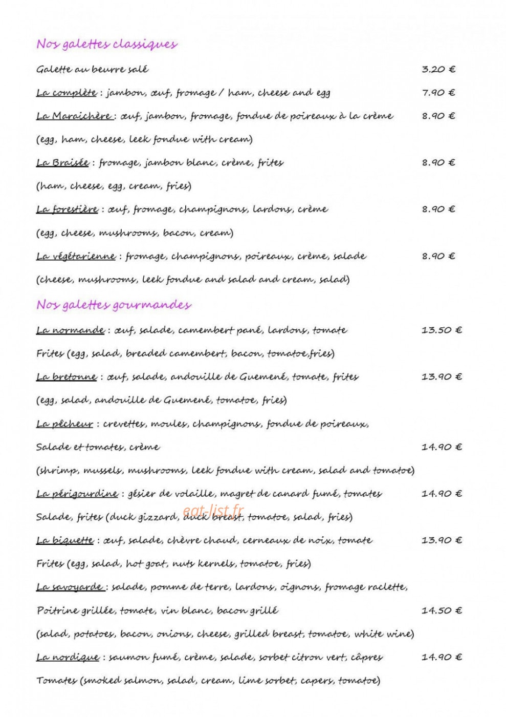 La Crêperie de Formigny — carte page 5