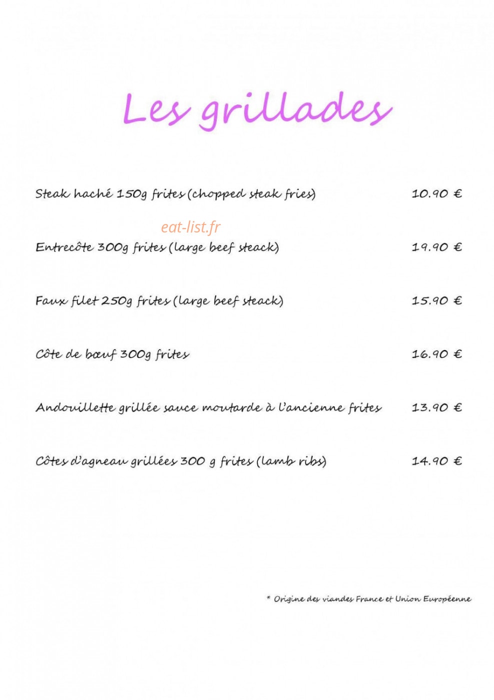 La Crêperie de Formigny — carte page 1