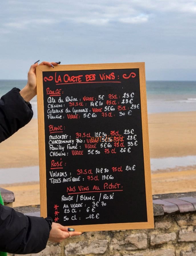 Carte et menu de Le Crabe Vert à Saint Aubin sur Mer — Les vins