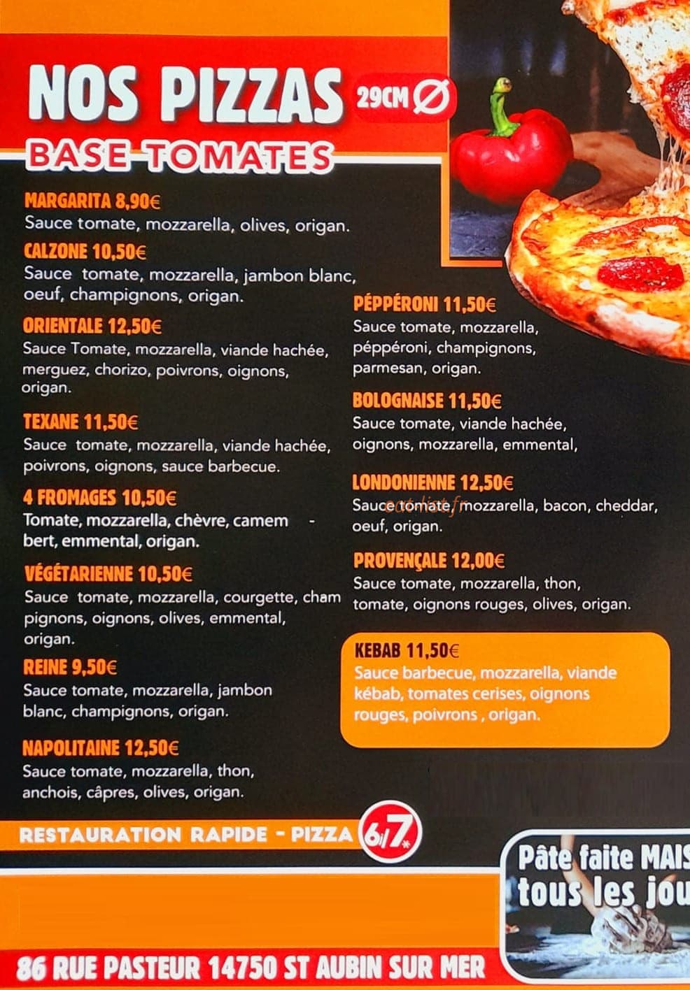 Pizz'A Joe — carte page 1