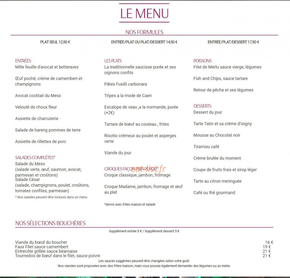 Le Mess — carte page 1