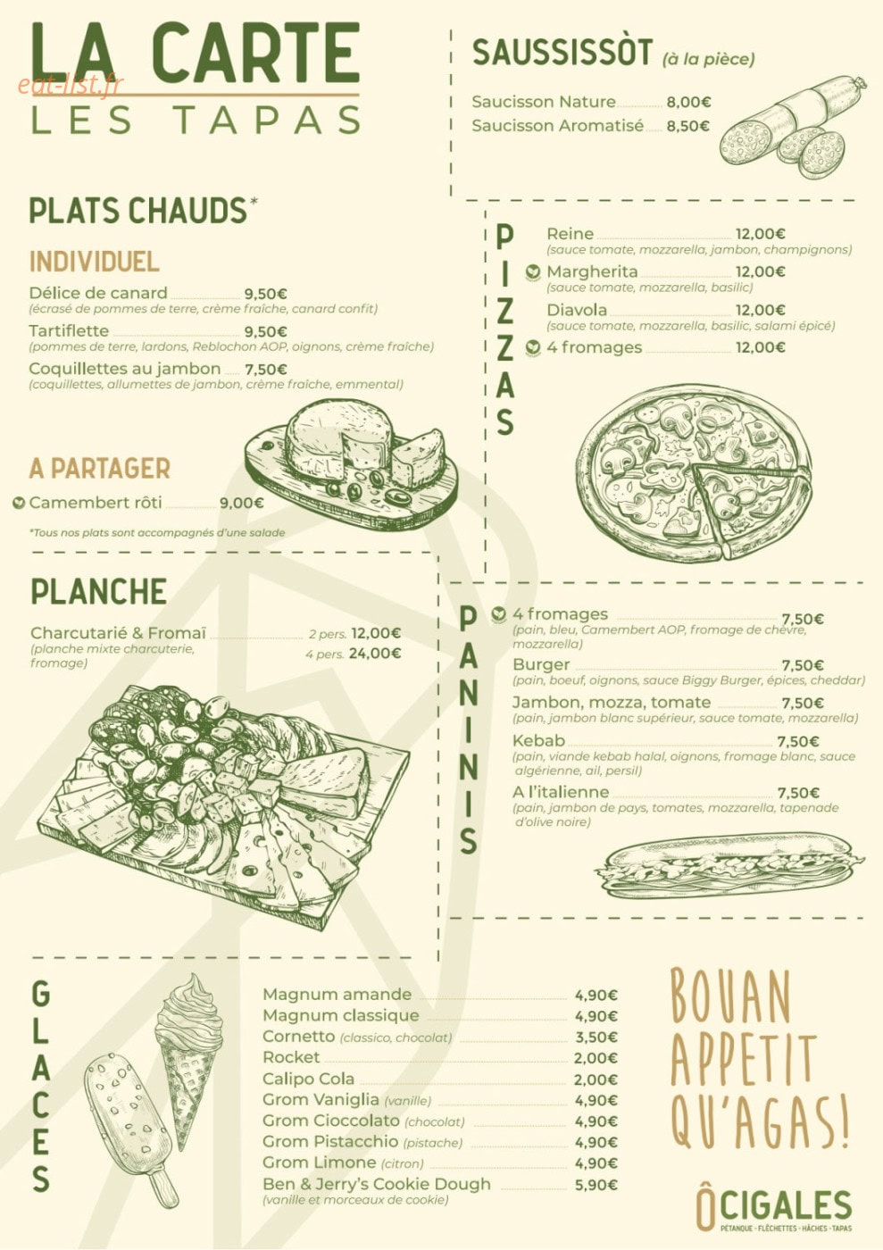 Ô Cigales — carte page 1
