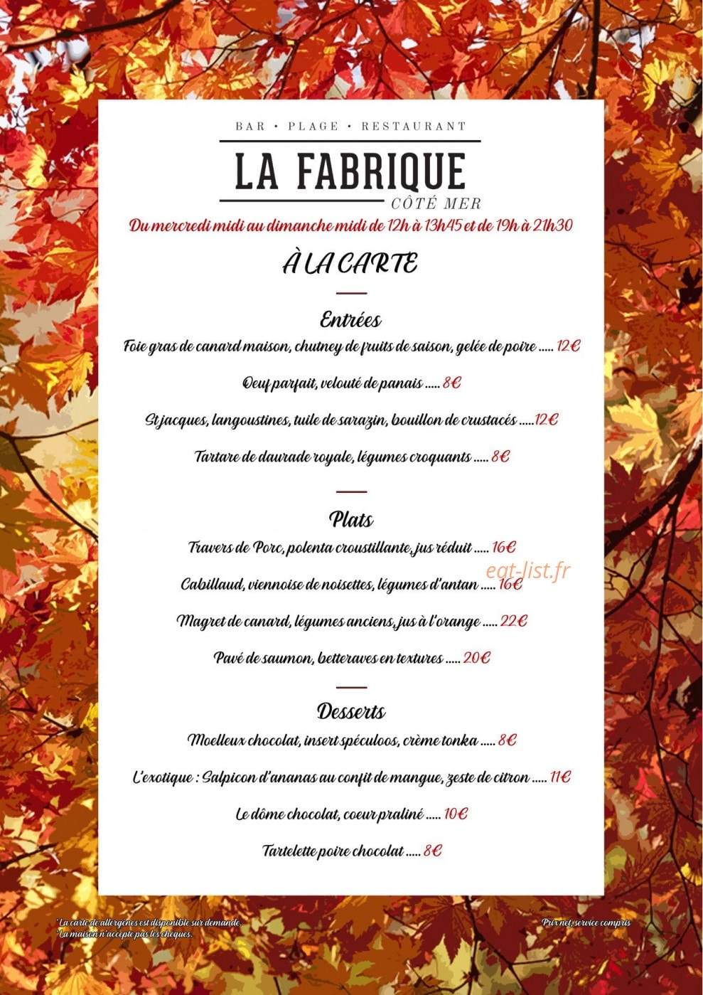 La Fabrique Côté Mer — carte page 2