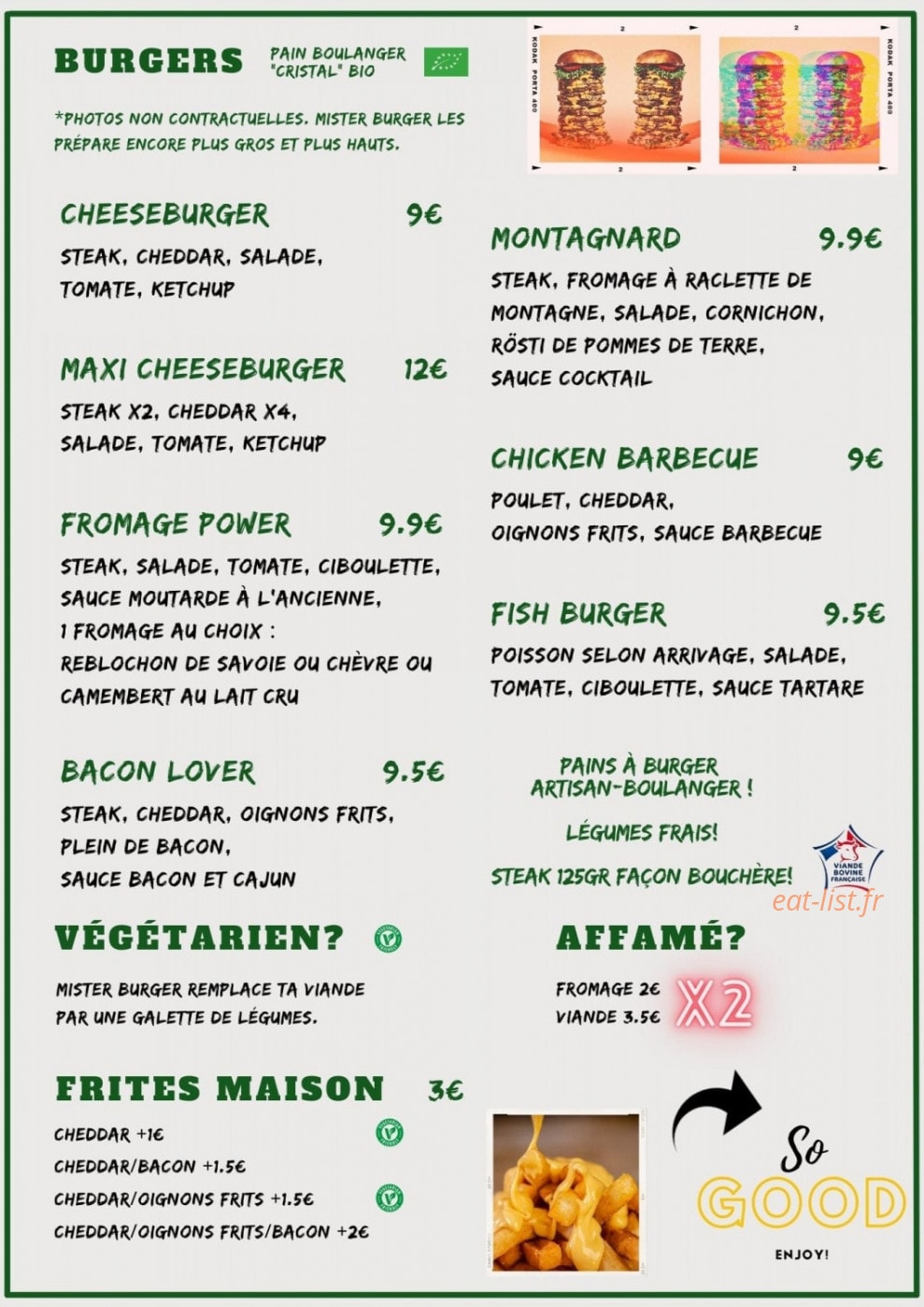 Mister burger — carte page 1