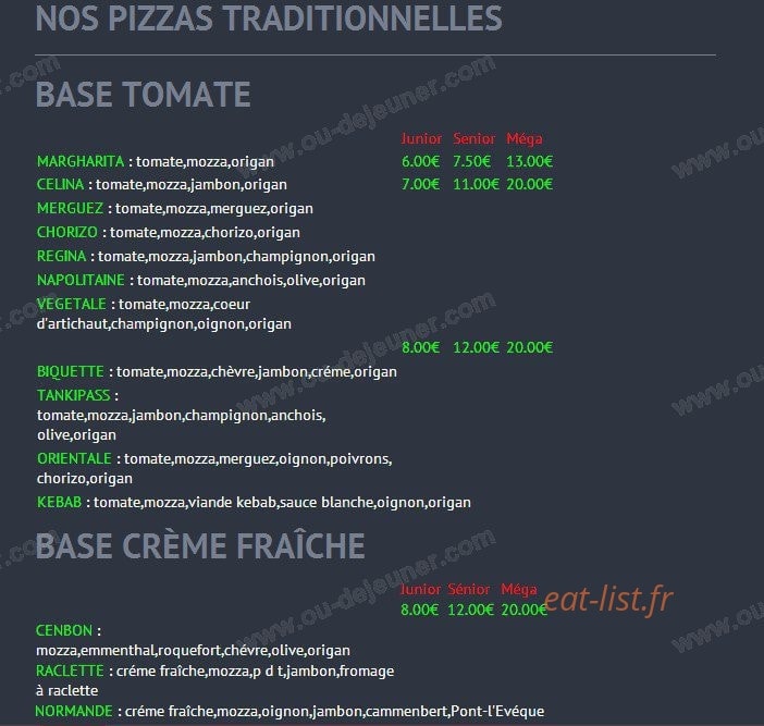 Pasta Pizz' — carte page 1