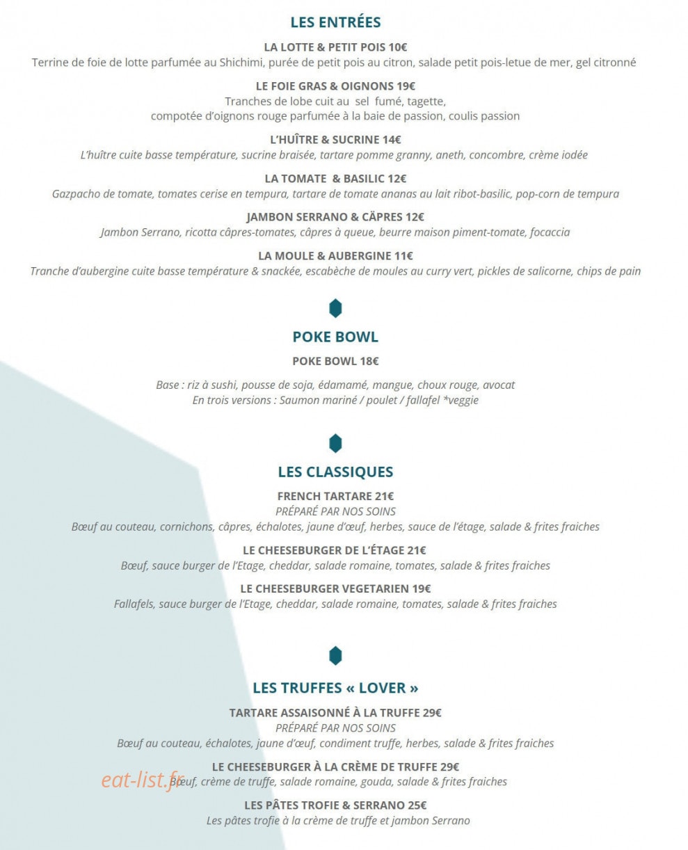 L'Etage Deauville — carte page 1