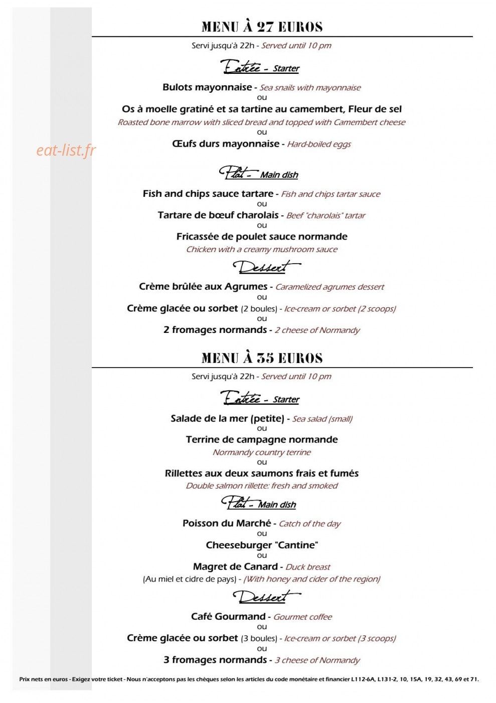La Cantine — carte page 5