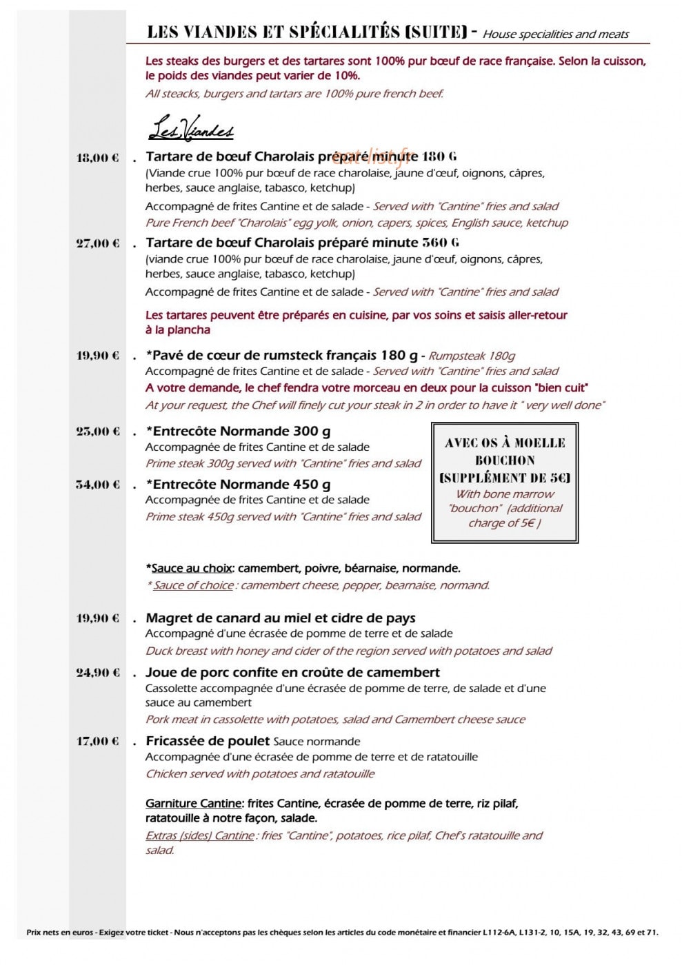 La Cantine — carte page 3
