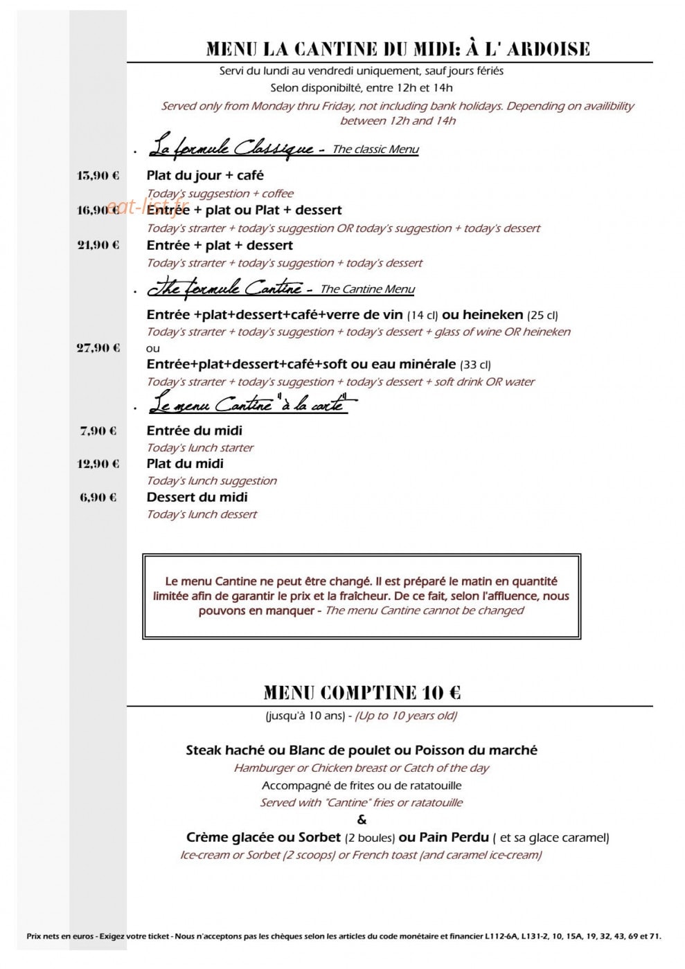 La Cantine — carte page 4
