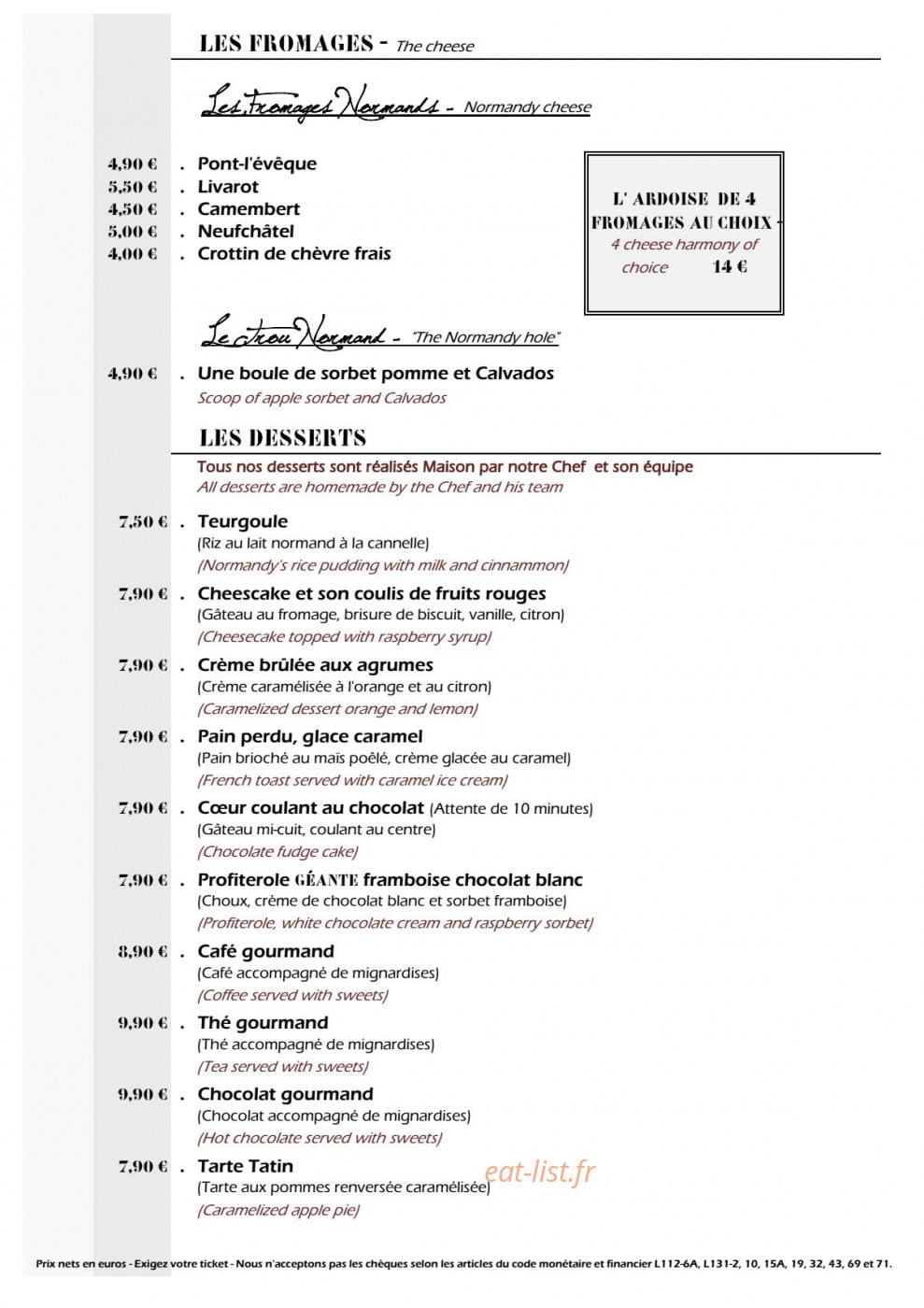 La Cantine — carte page 6