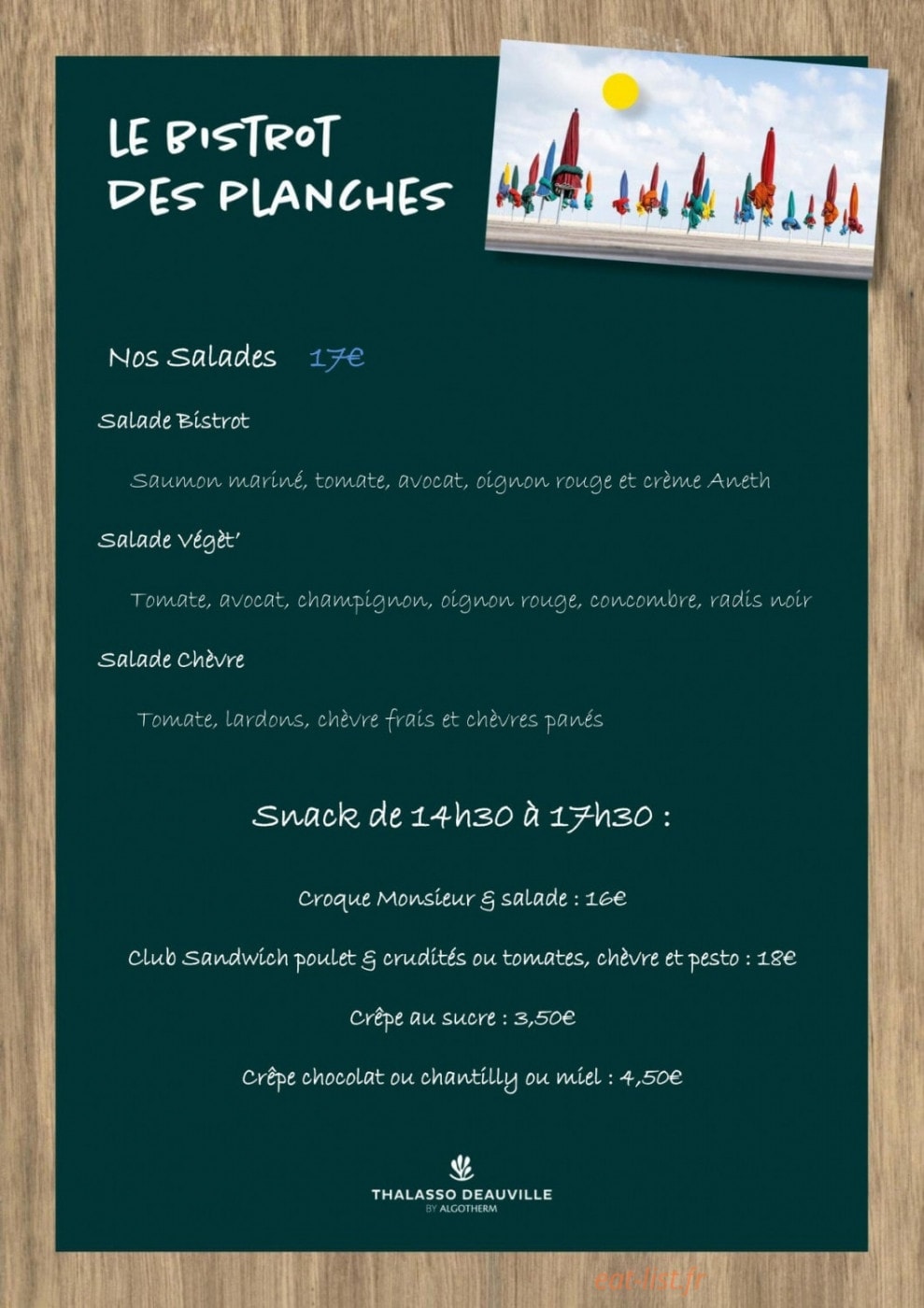 Le Bistrot des Planches — carte page 1