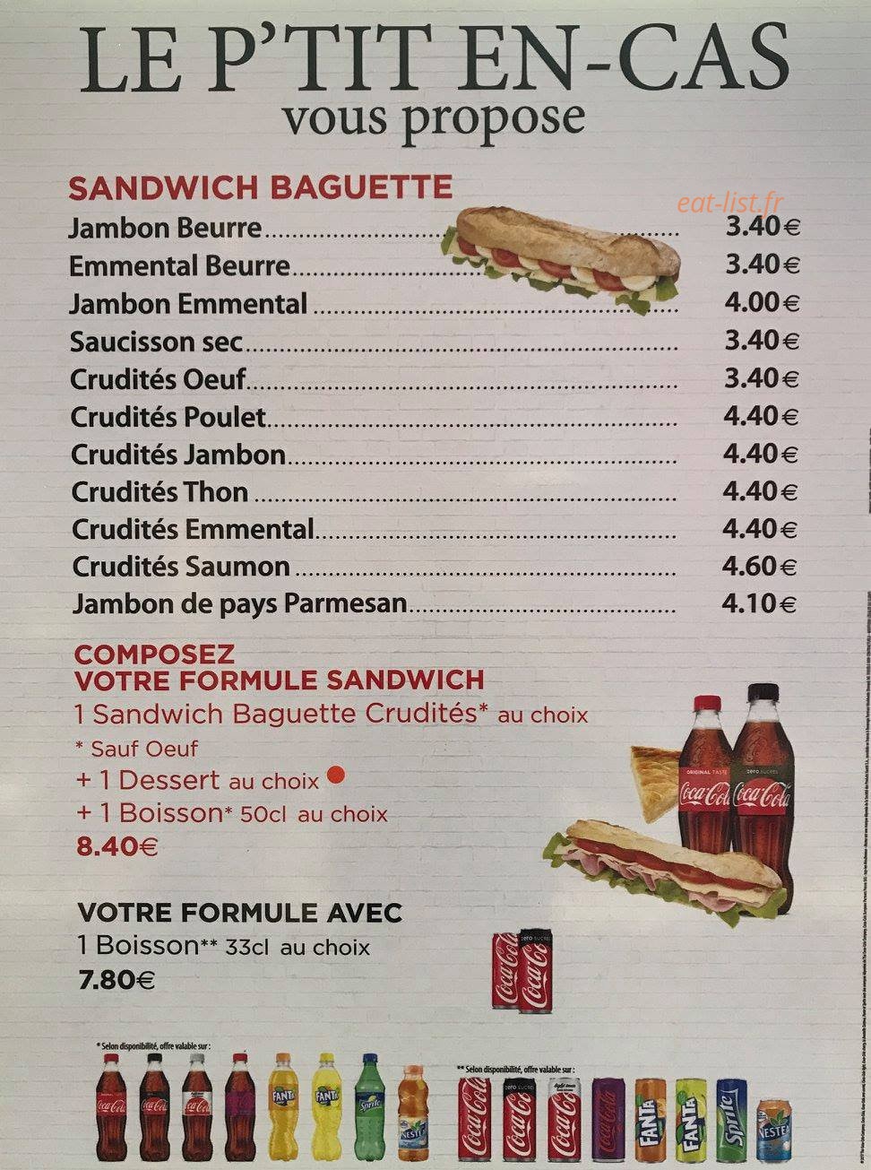 Le P'Tit En Cas — carte page 1