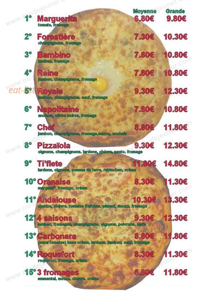 Pizza Web — carte page 1