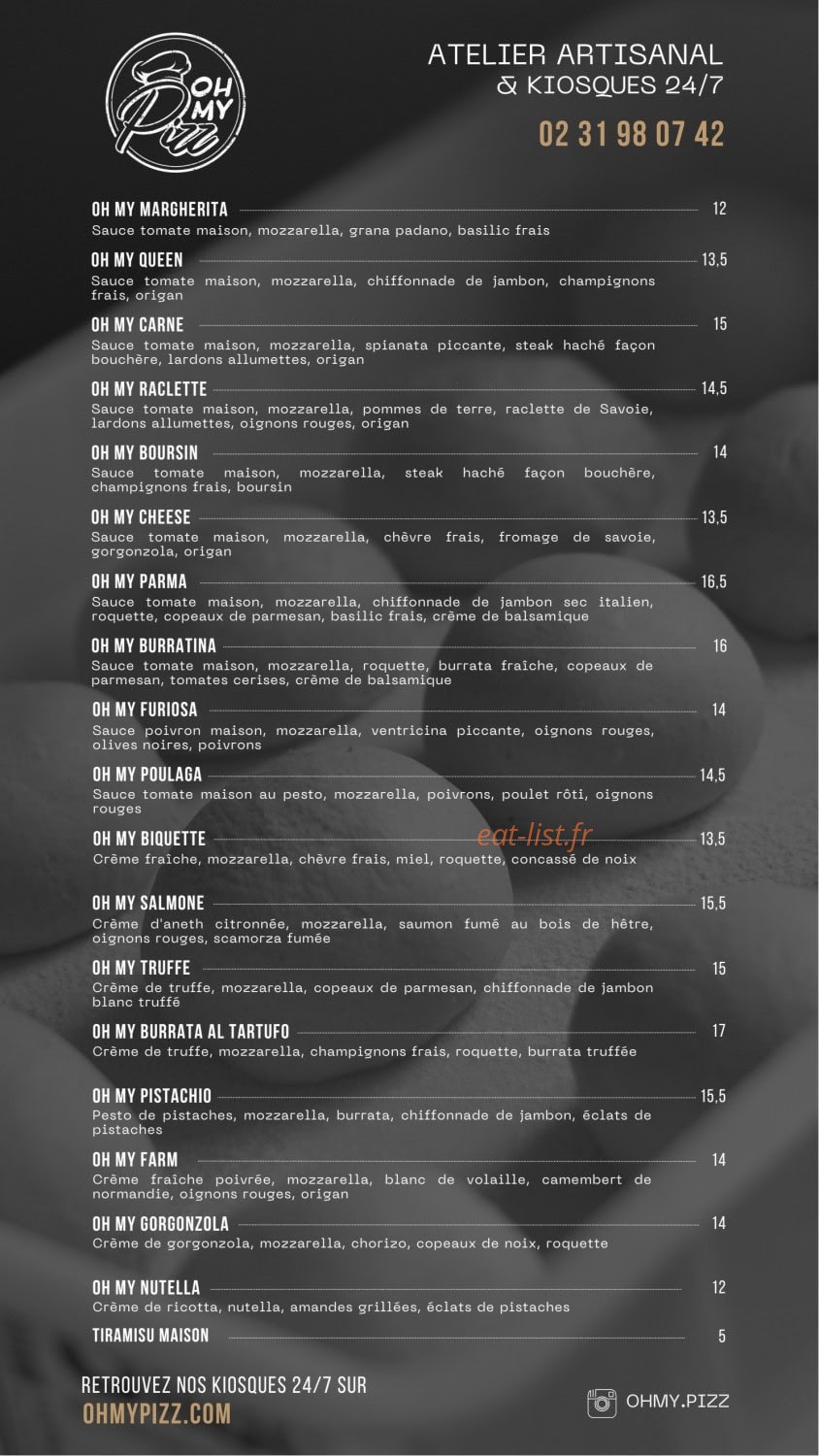 Oh My Pizz — carte page 1