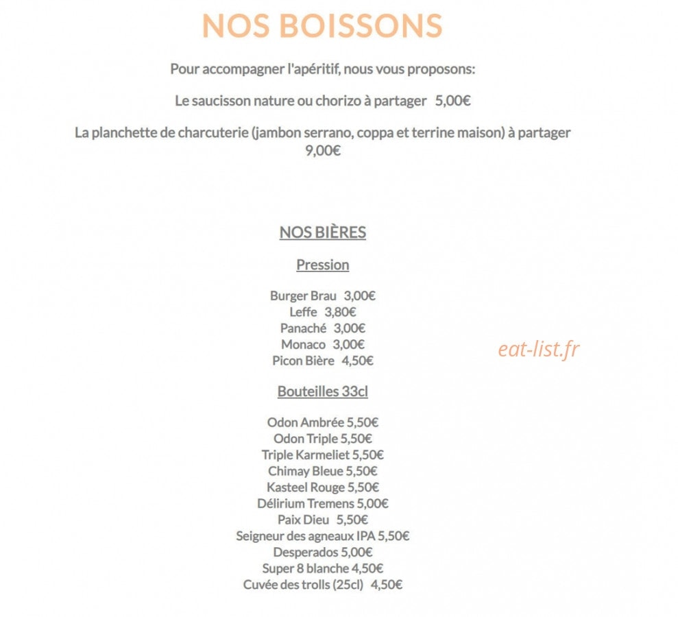 Carte et menu de Le lodge à Merville Franceville Plag — les bières