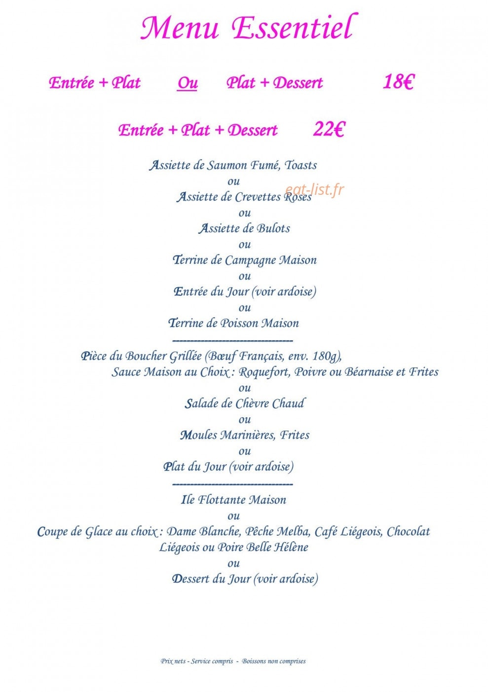 Restaurant de la Mer — carte page 7