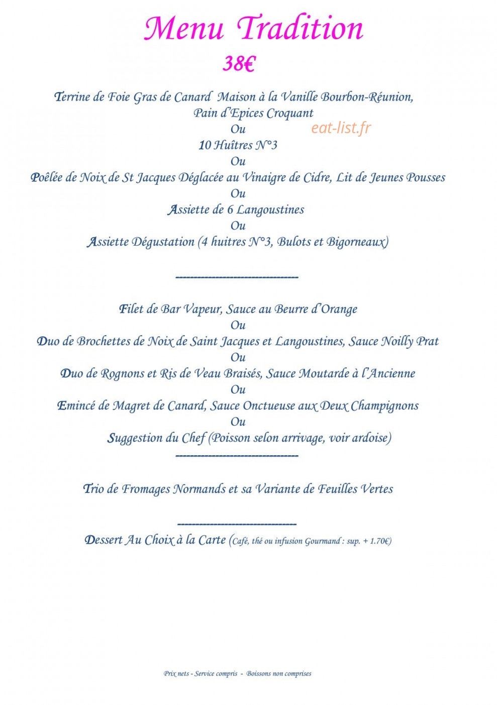 Restaurant de la Mer — carte page 9