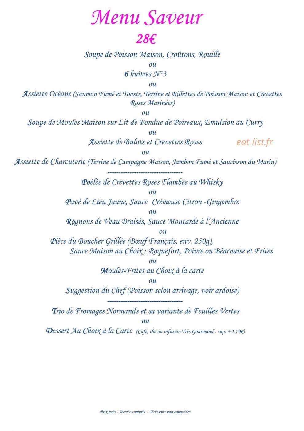 Restaurant de la Mer — carte page 8