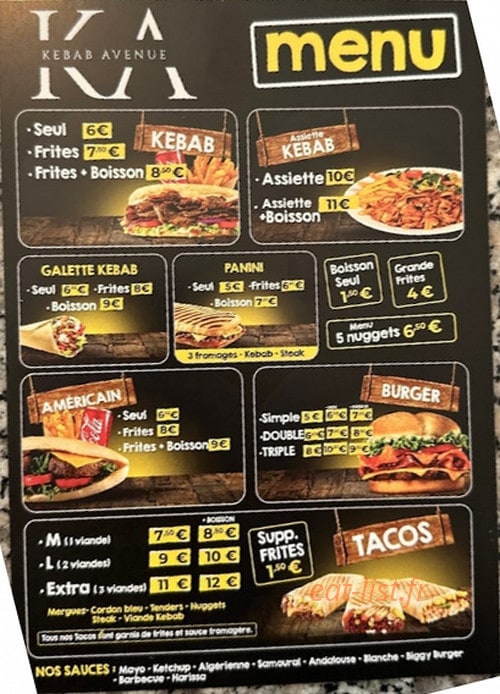 Kebab Avenue — carte page 1