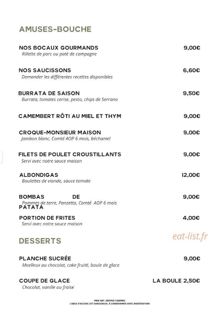 La Pergola — carte page 1