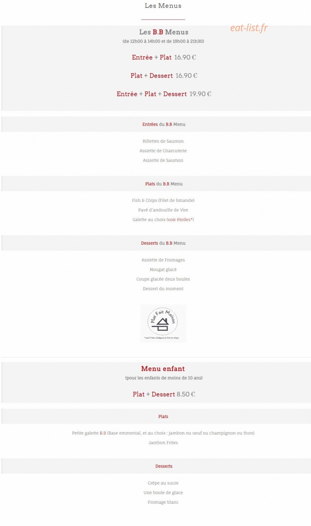 Le Bistrot Blonvillais — carte page 2