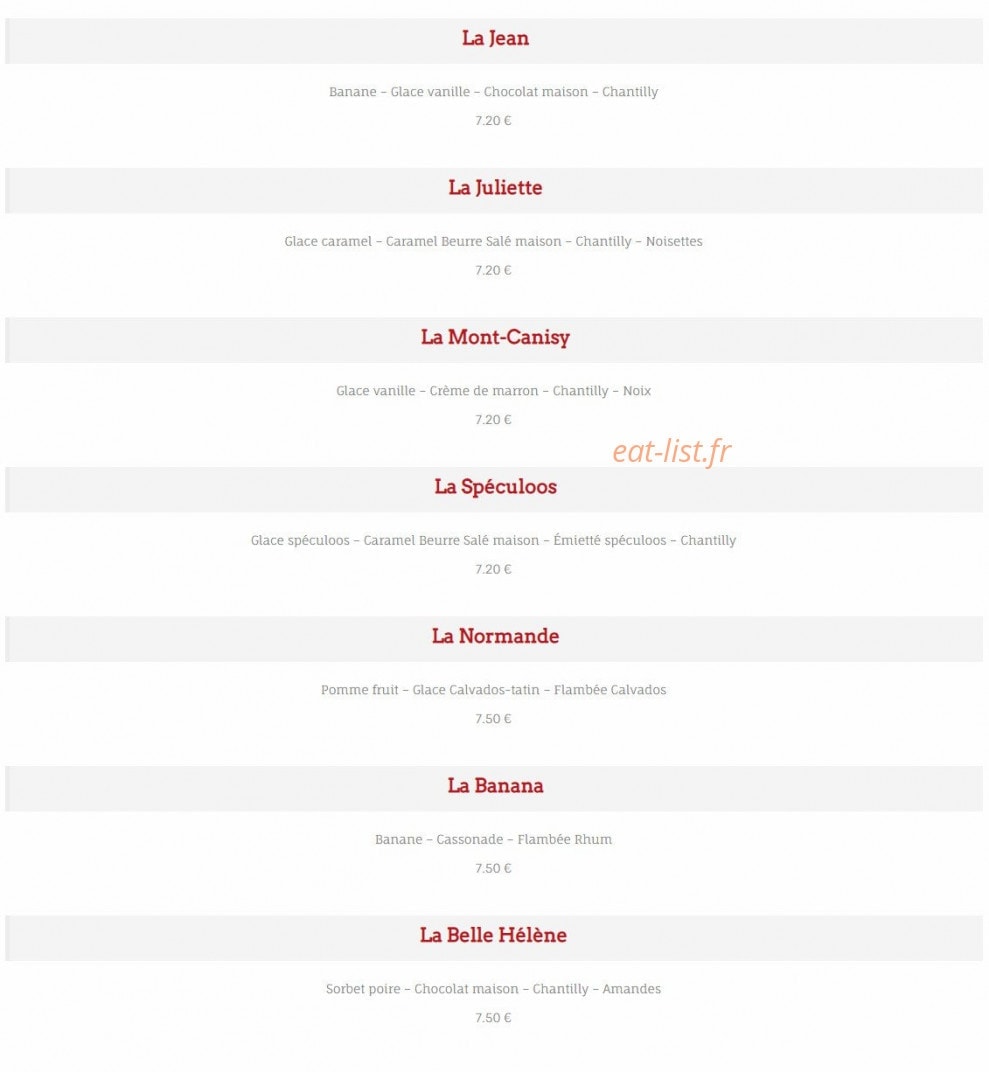 Le Bistrot Blonvillais — carte page 8