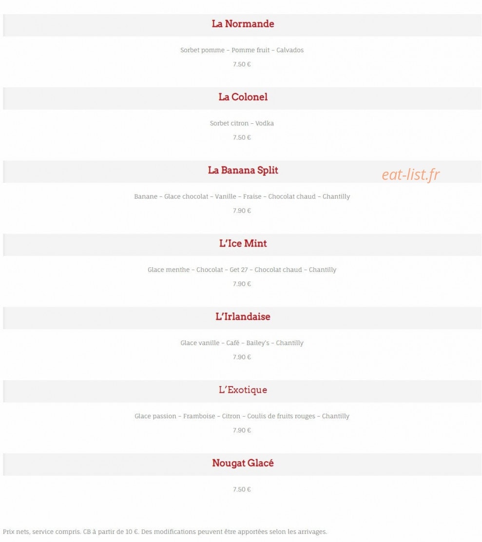 Le Bistrot Blonvillais — carte page 10