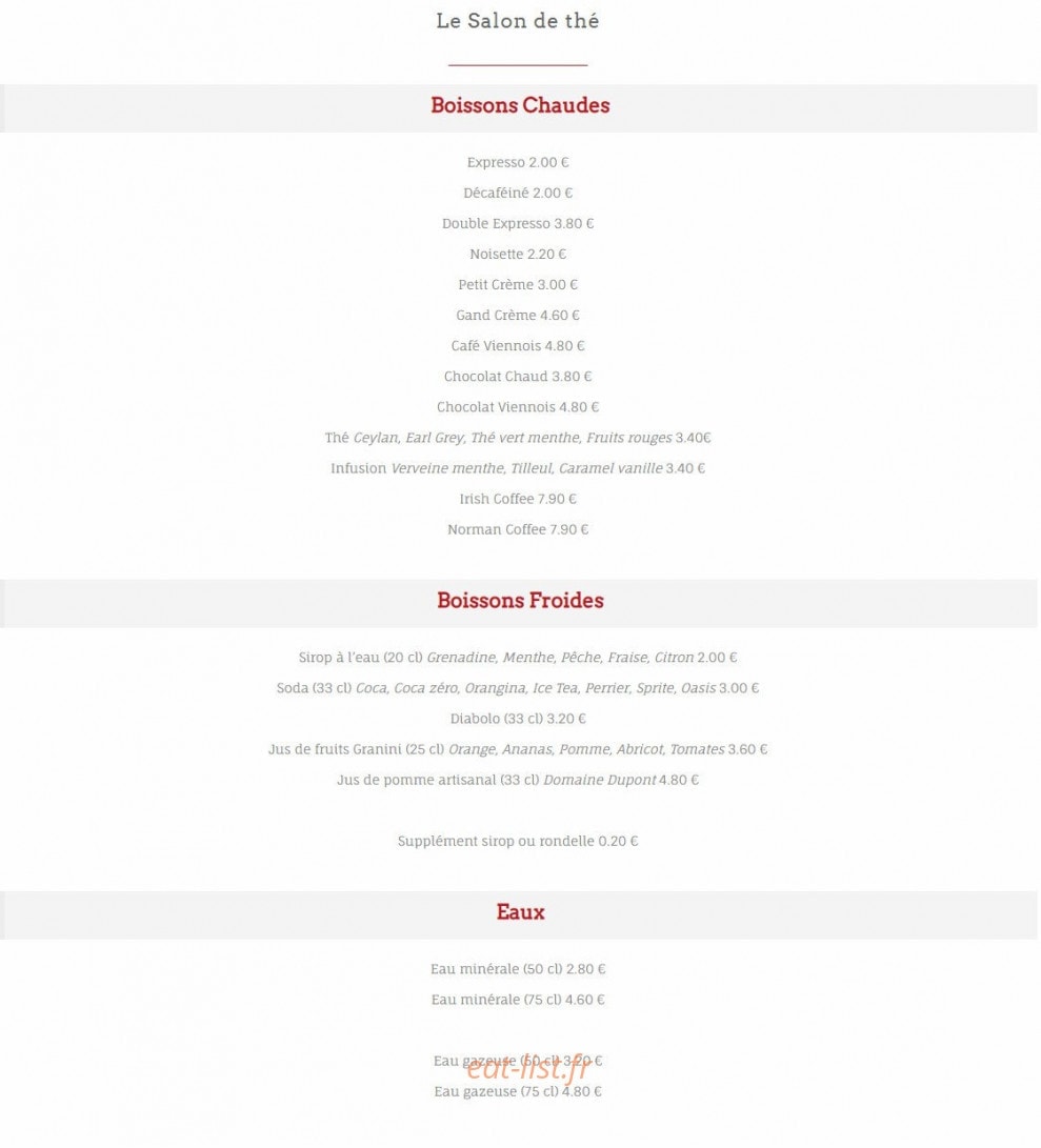 Le Bistrot Blonvillais — carte page 11