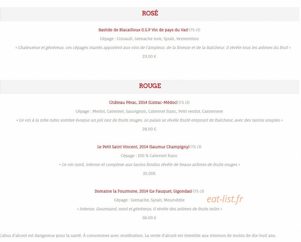 Le Bistrot Blonvillais — carte page 16