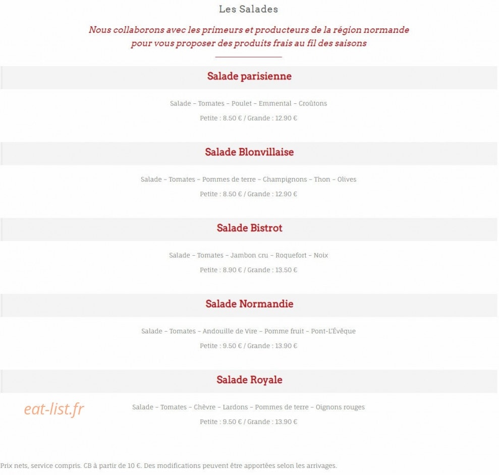 Le Bistrot Blonvillais — carte page 4