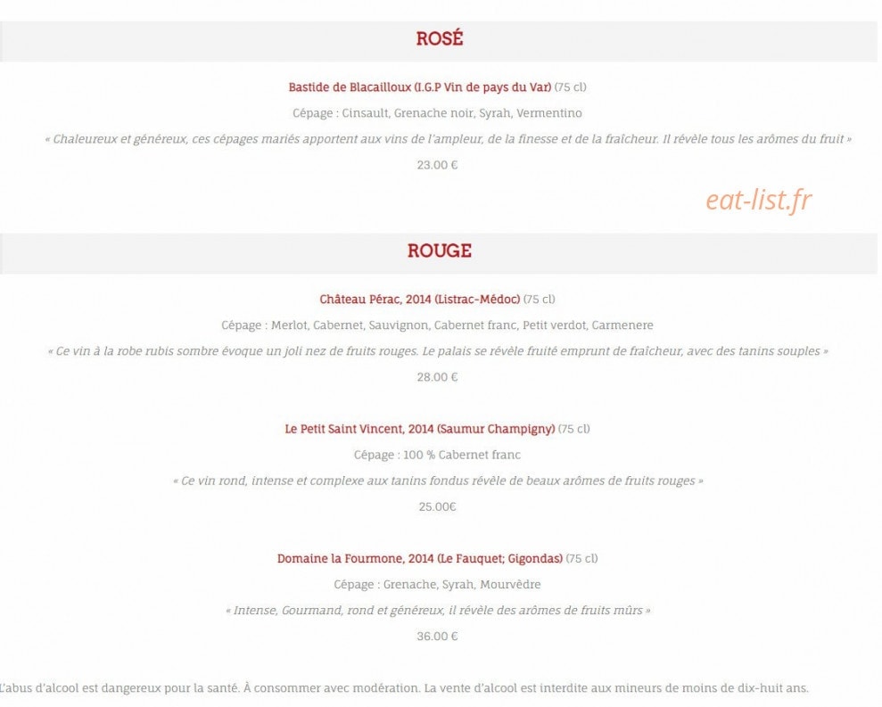 Le Bistrot Blonvillais — carte page 15