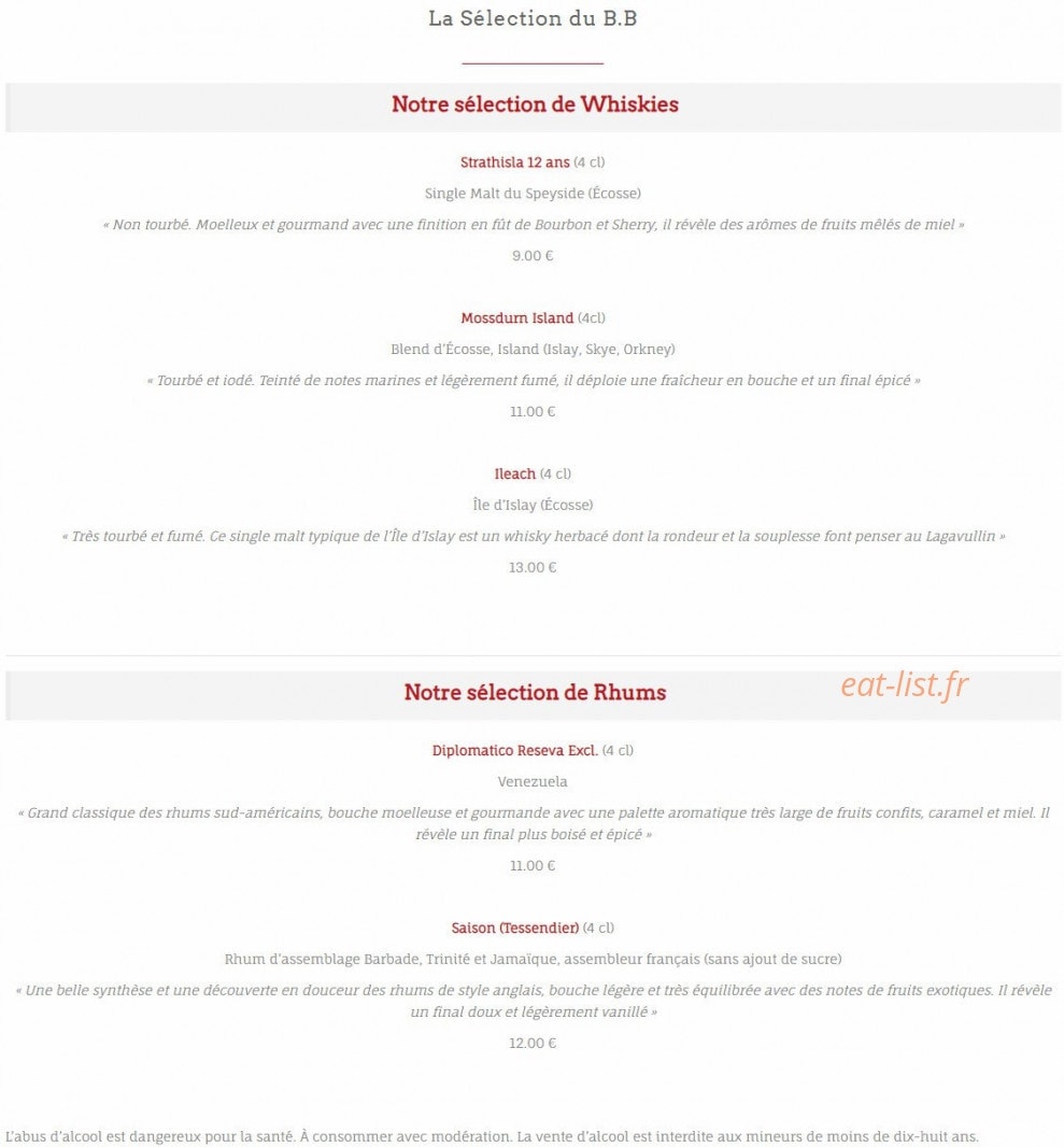 Le Bistrot Blonvillais — carte page 14