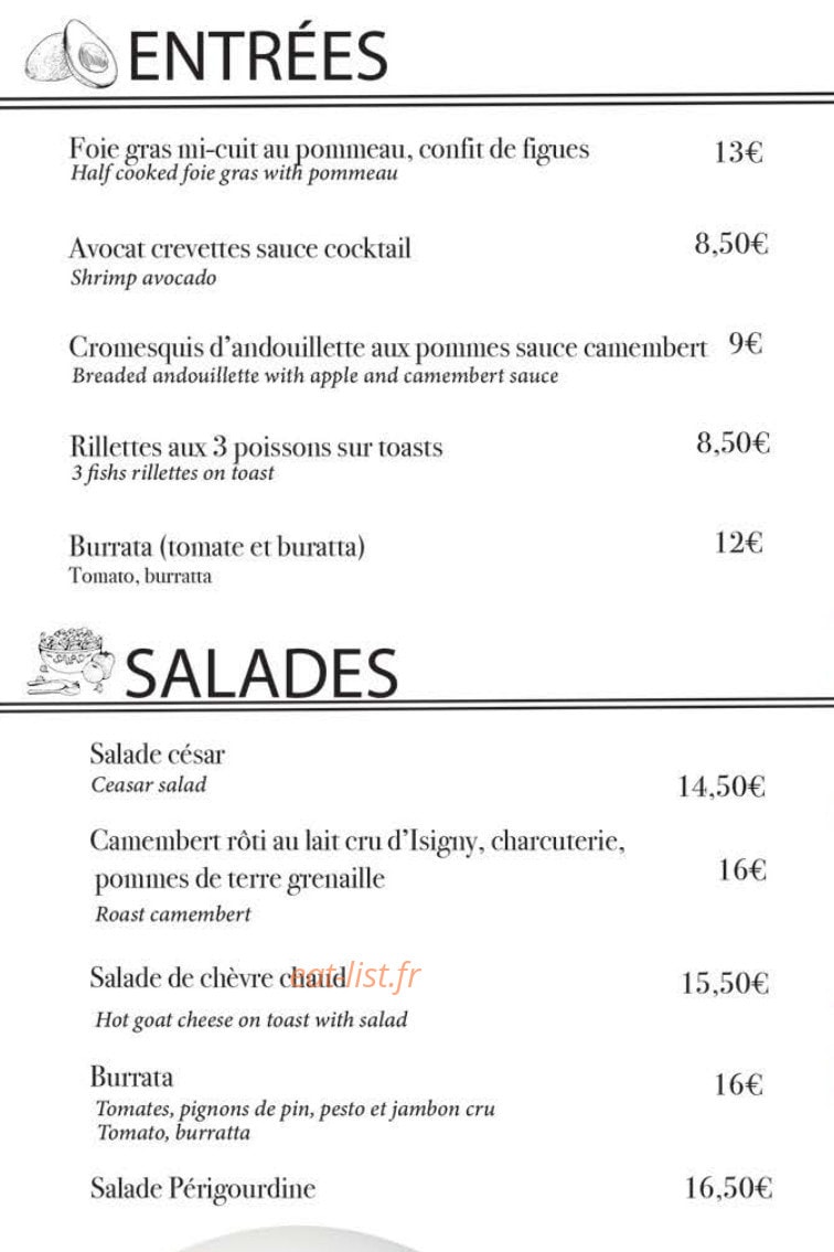 La Table d'EOLE — carte page 1
