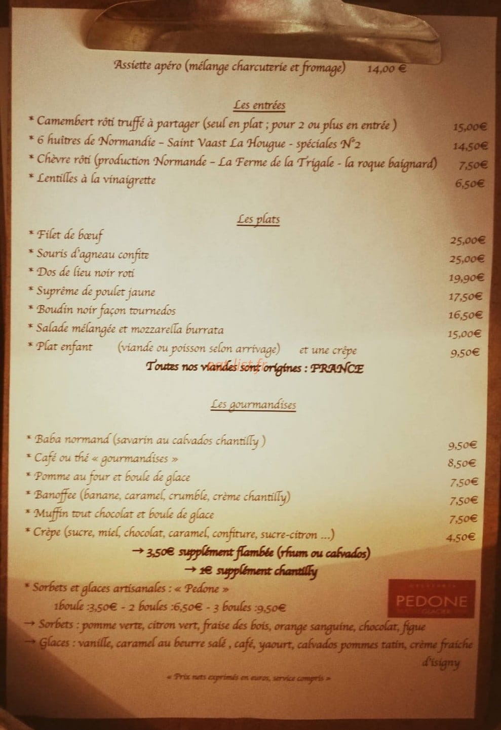 Le Café des Arts — carte page 1