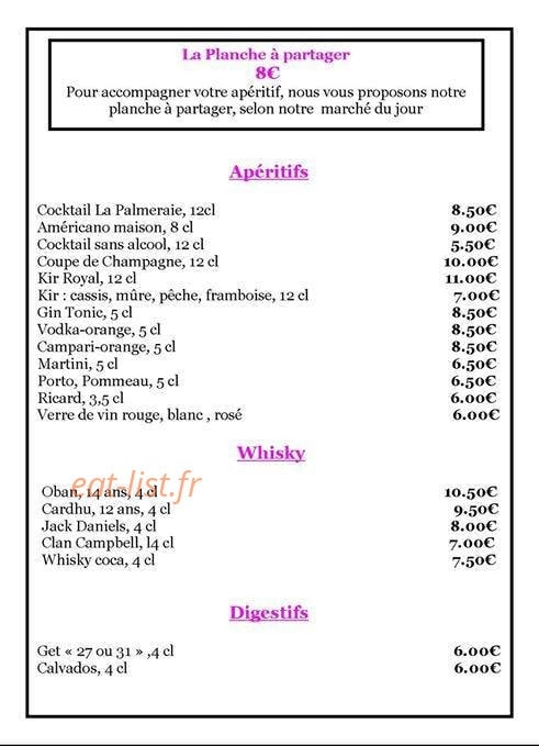 La Palmeraie — carte page 6