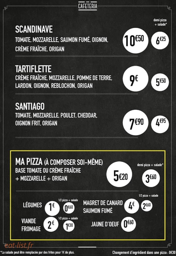 Cora Cafétéria — carte page 1