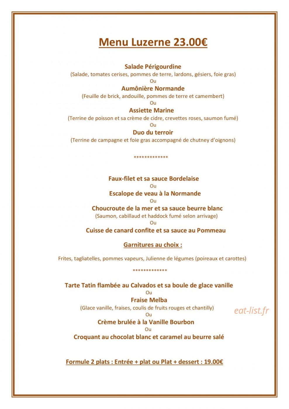Auberge de la Luzerne — carte page 2