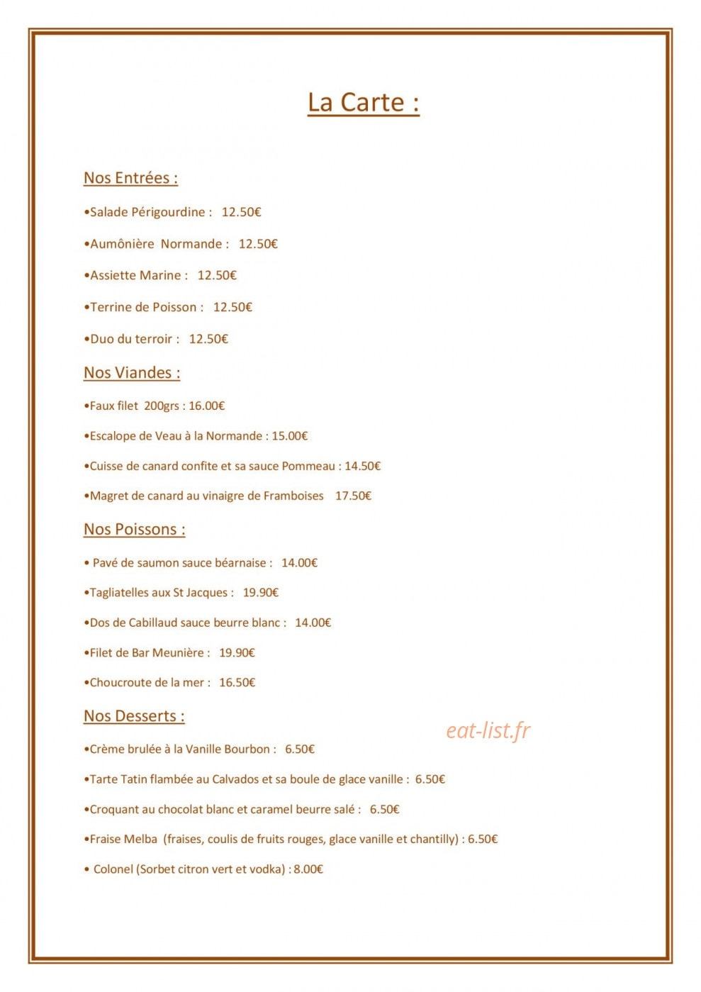 Auberge de la Luzerne — carte page 5