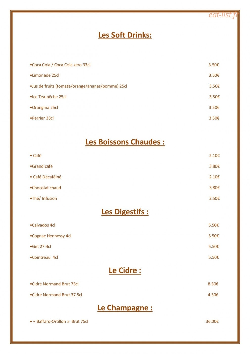Auberge de la Luzerne — carte page 7
