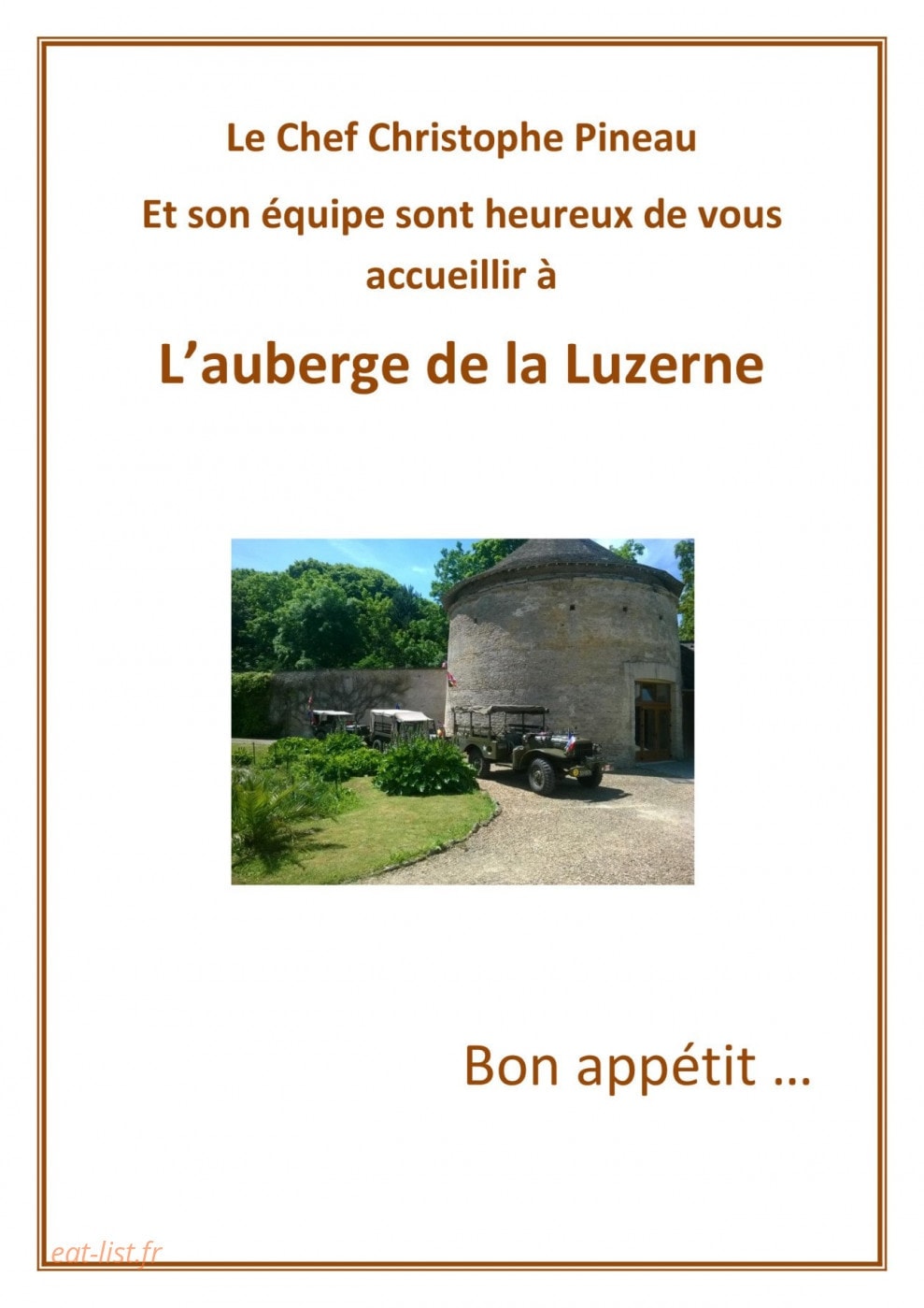 Auberge de la Luzerne — carte page 1