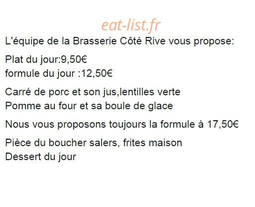 Brasserie Côté Rive — carte page 1