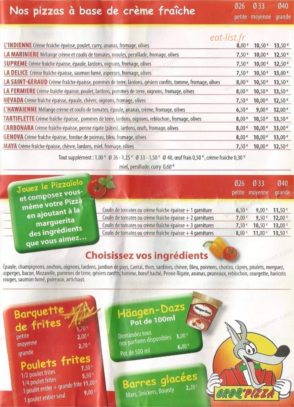 Croq'Pizza — carte page 3