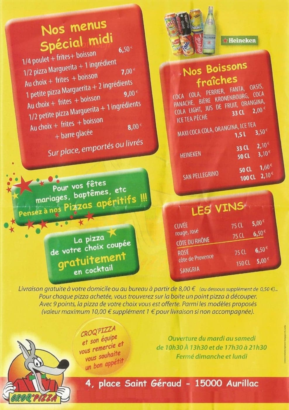 Croq'Pizza — carte page 4