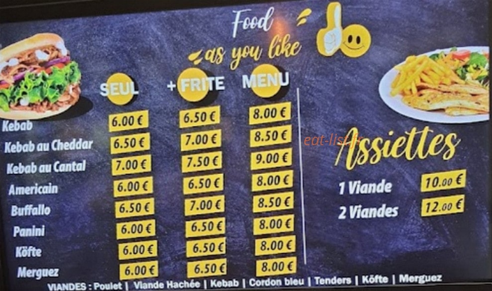 Food As You Like — carte page 1