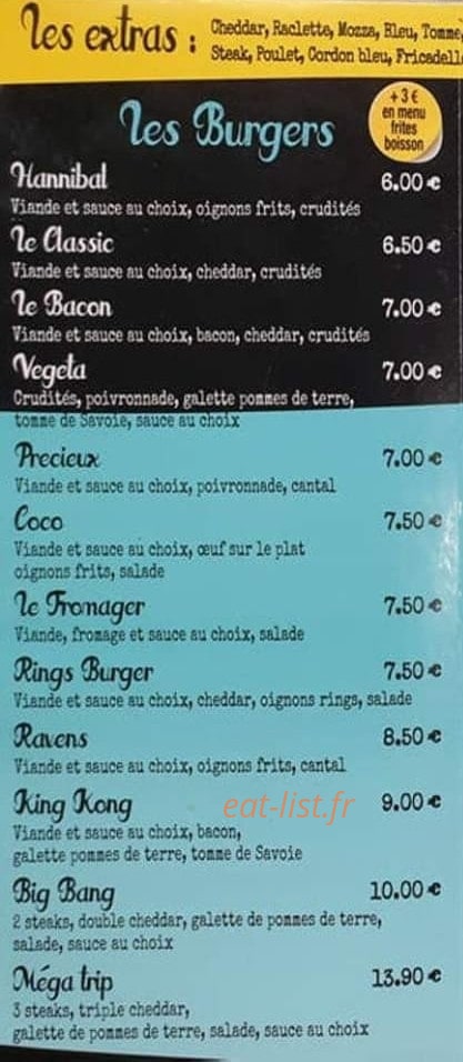La Baracca Frites — carte page 1
